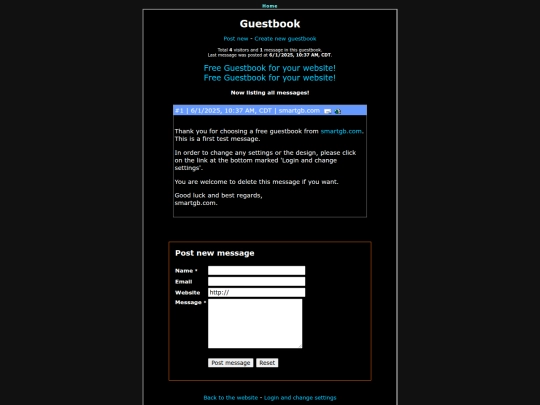 guestbook screenshot