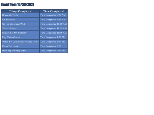 Events screenshot
