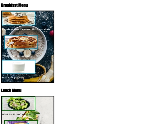 menus screenshot