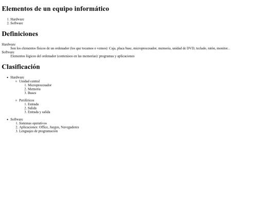 Listas anidadas screenshot