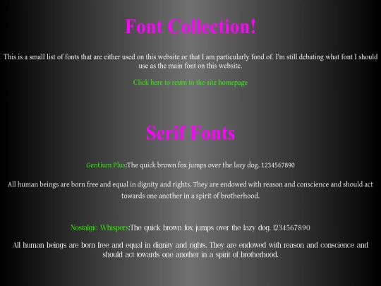 fonts screenshot