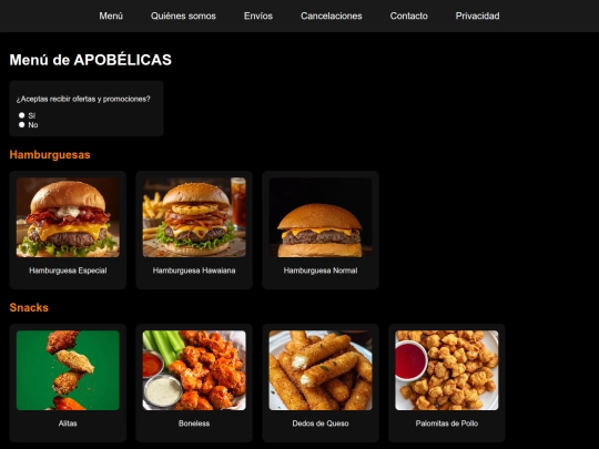 Apobelicas/Examen pagina screenshot