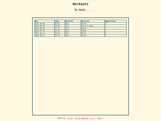 workouts screenshot