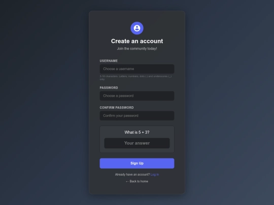 signup screenshot