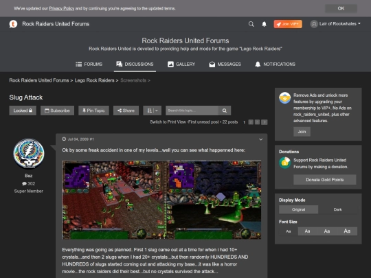 WikiArchives/ZetaRRU/Slug Attack - Rock Raiders United Forums screenshot