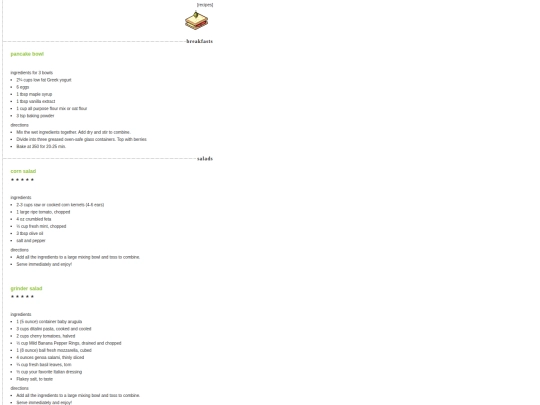 recipes screenshot
