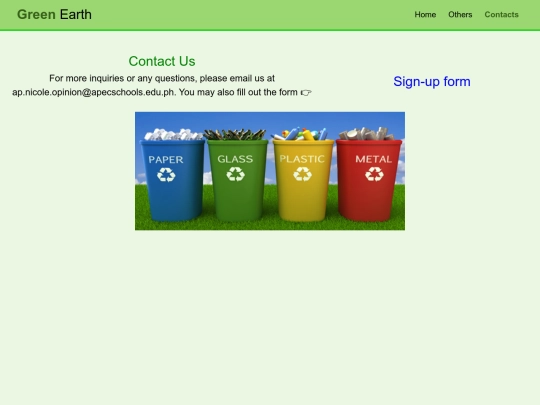 Promotional website/Contacts screenshot