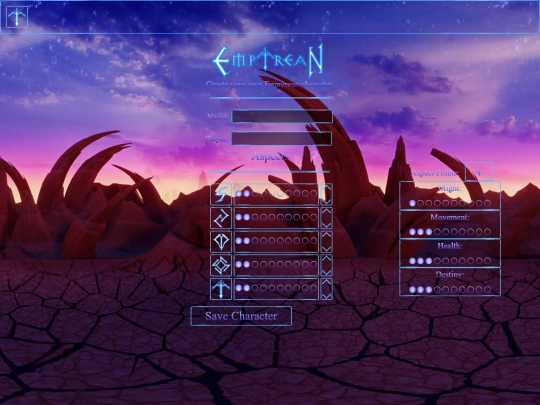 Empyrean/chargen screenshot