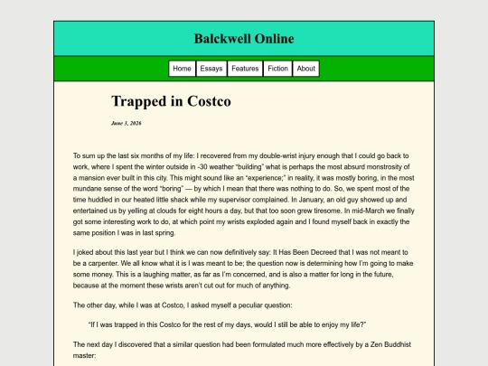 Essays/Costco screenshot