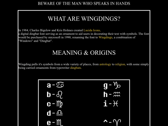 wingdings screenshot