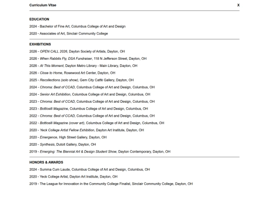 page/CV screenshot