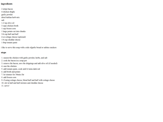 recipes/soup screenshot