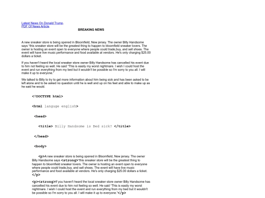 Documents/Billy Handsome News Article screenshot