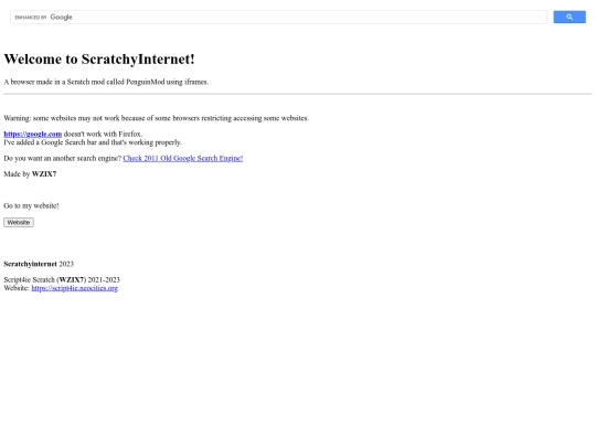 apps/scratchyinternet/startpage screenshot