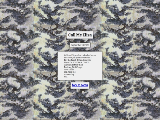 poems/call-me-eliza screenshot