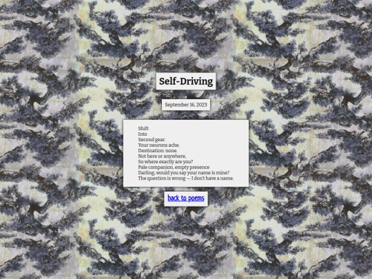 poems/self-driving screenshot