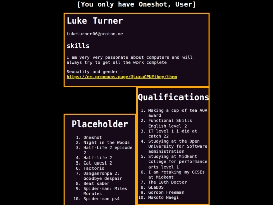 CV screenshot