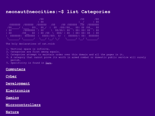 categories screenshot