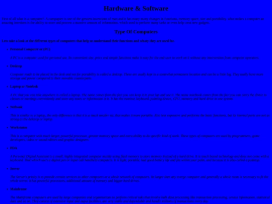 hardware screenshot