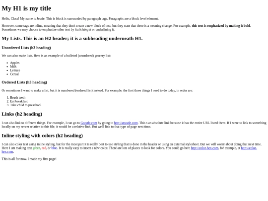 unit2/myfirstwebpage screenshot