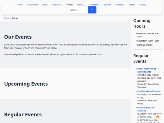 events screenshot