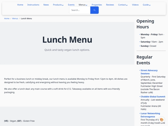 menus/lunch screenshot