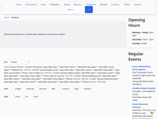 products screenshot