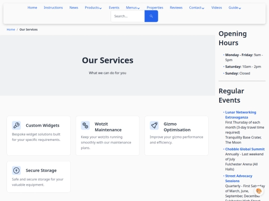 services screenshot