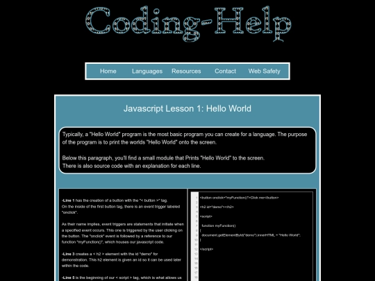 javascript lesson 1 screenshot