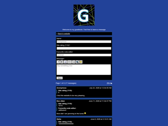 guestbook screenshot