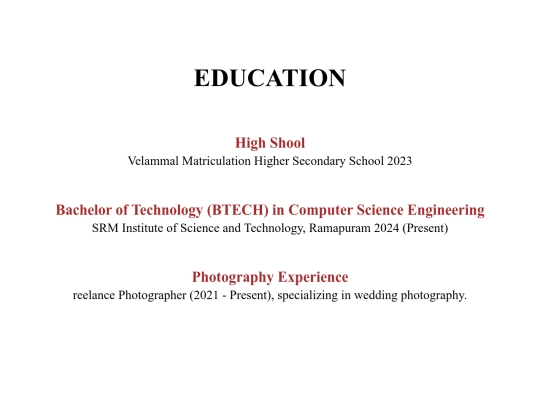 portfolio/education screenshot