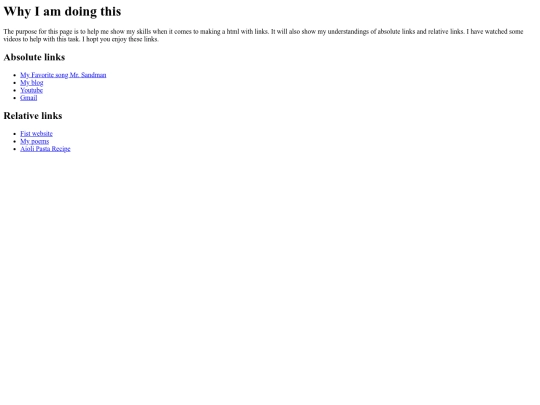 Links screenshot