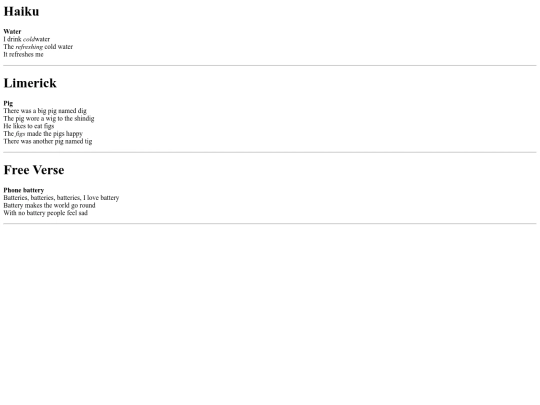 Poems Final screenshot