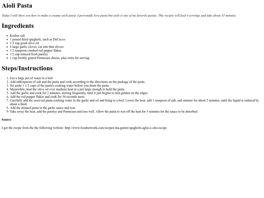 Recipe  screenshot
