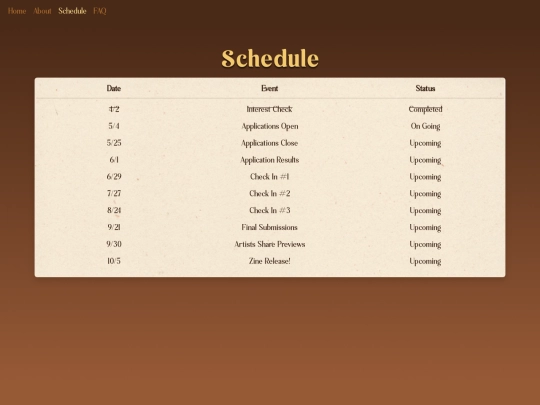schedule screenshot