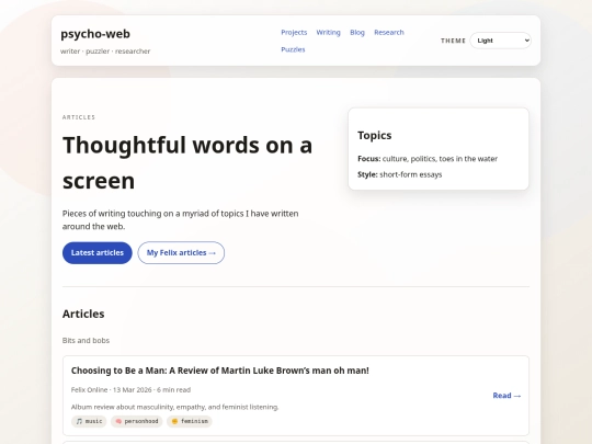 writing/articles screenshot