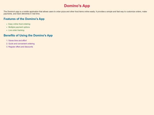 dominos screenshot