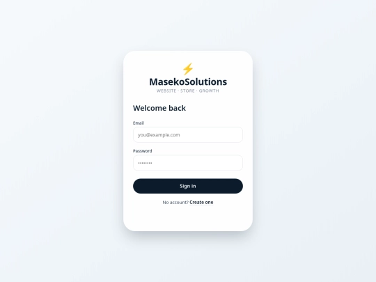 BizSite/login screenshot