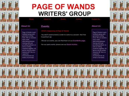 page of wands events screenshot