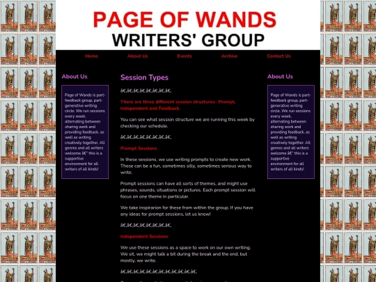 page of wands session structure screenshot