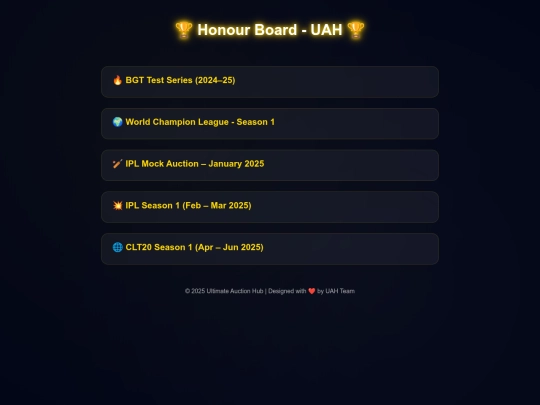 Honour Board/uah screenshot