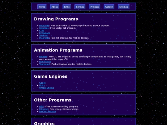 links screenshot