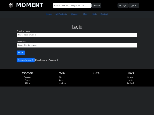 log-in screenshot