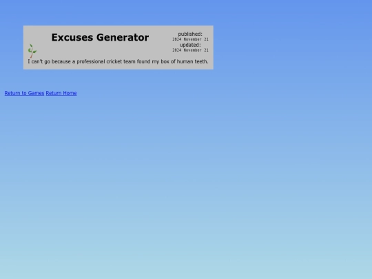 games/excuses screenshot