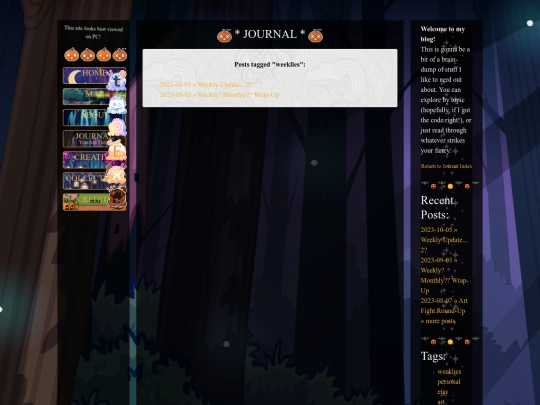 journal/tags/weeklies screenshot