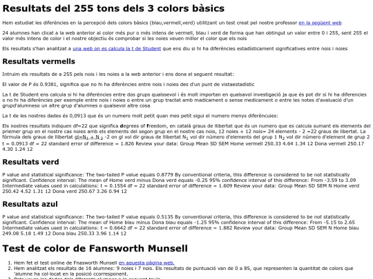 color results screenshot