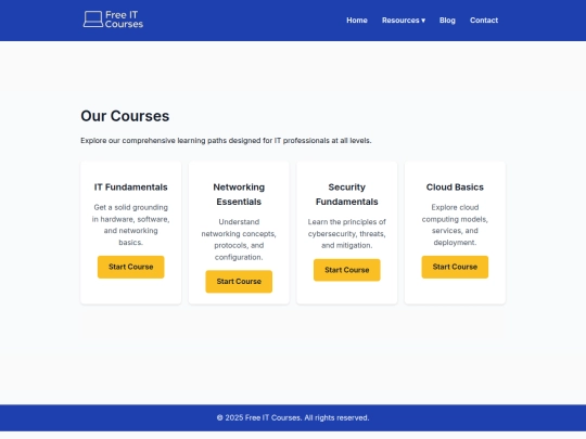 courses screenshot