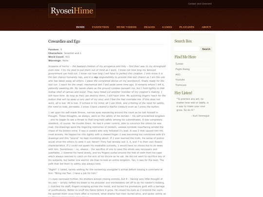 fanfiction/cowardiceandego screenshot