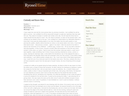 fanfiction/curiosityandknowhow screenshot