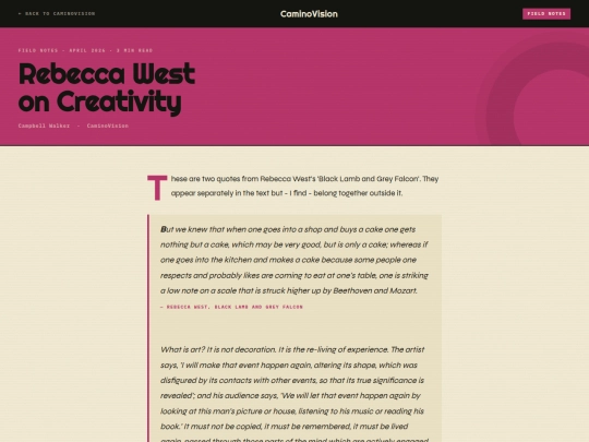 FIELDNOTES/rebeccawestcreativity screenshot